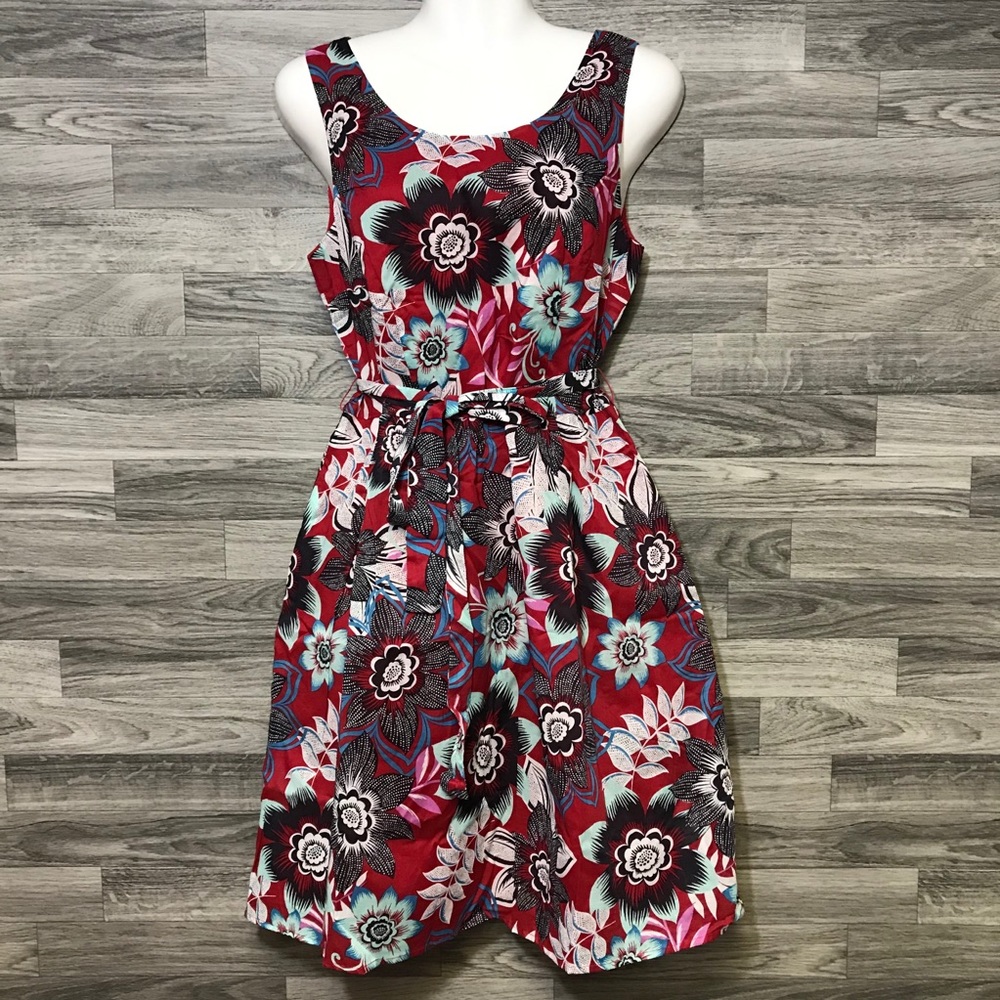 Talbots Red Flower Print Dress